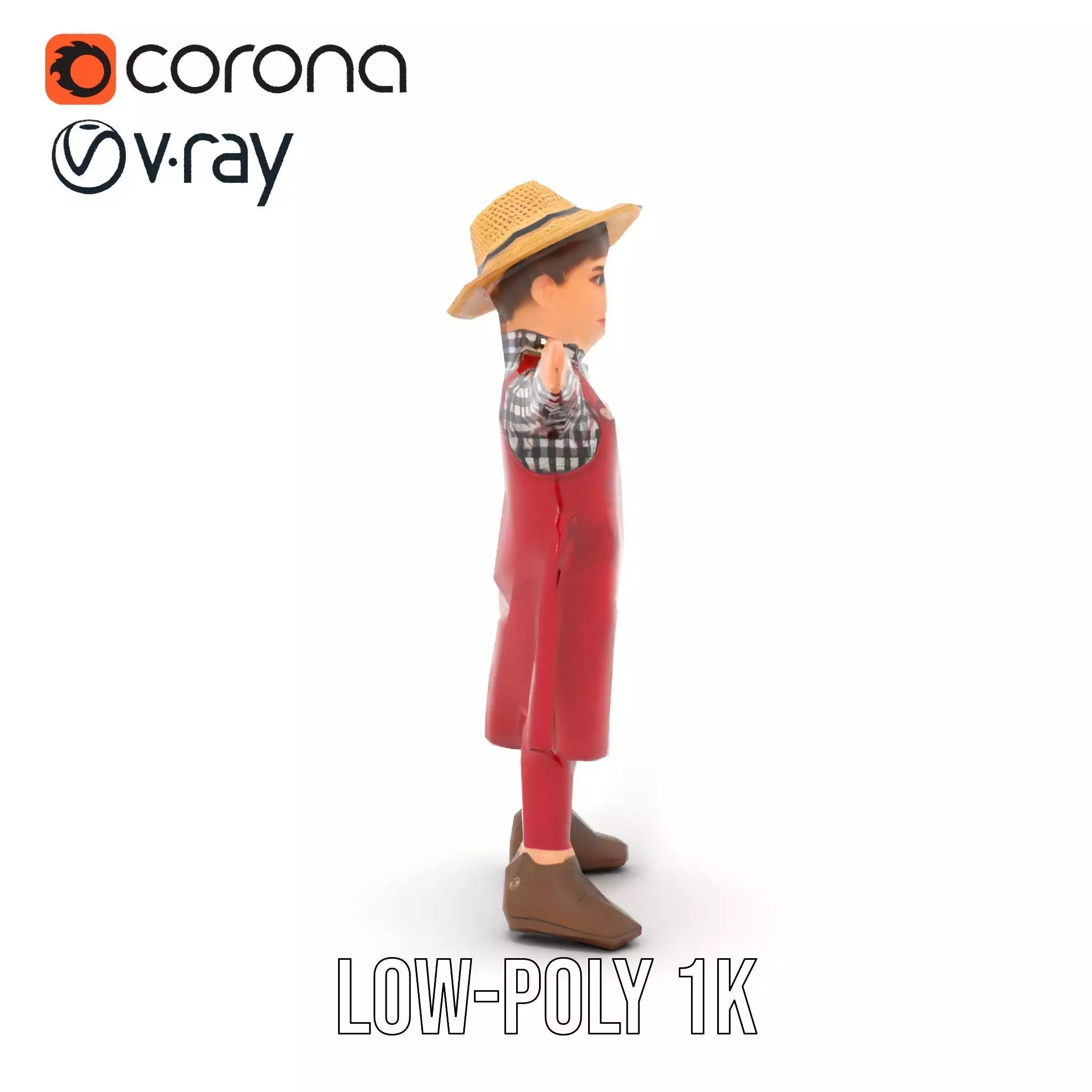 Red Overall Farmer Boy model pack Low-poly 3D model_16