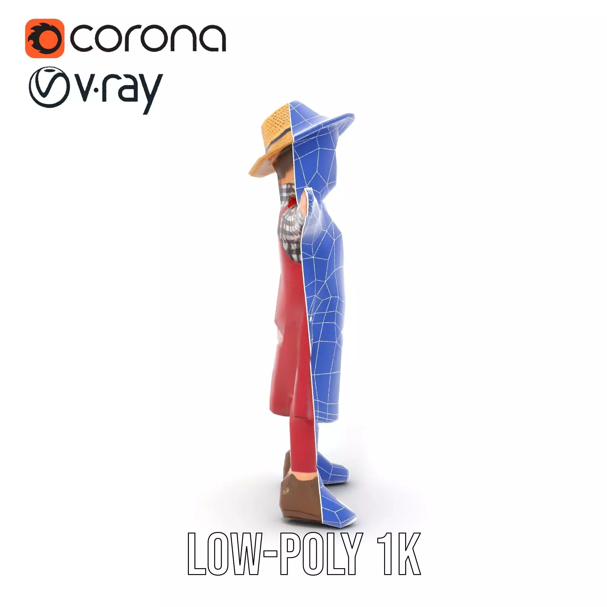 Red Overall Farmer Boy model pack Low-poly 3D model_25