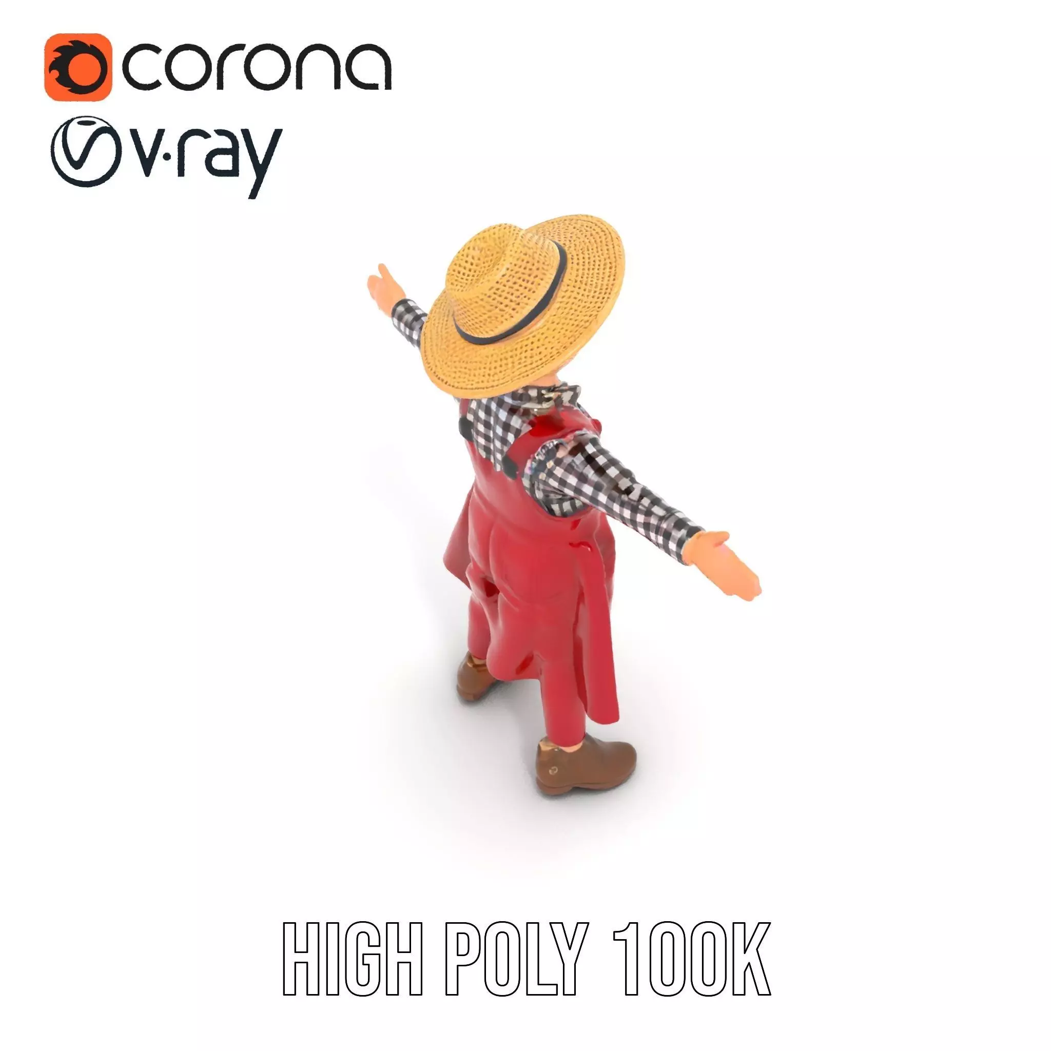 Red Overall Farmer Boy model pack Low-poly 3D model_14