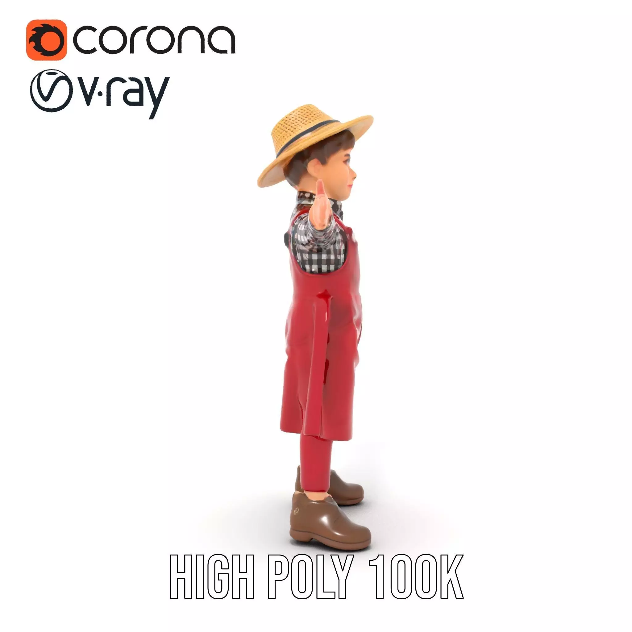 Red Overall Farmer Boy model pack Low-poly 3D model_29