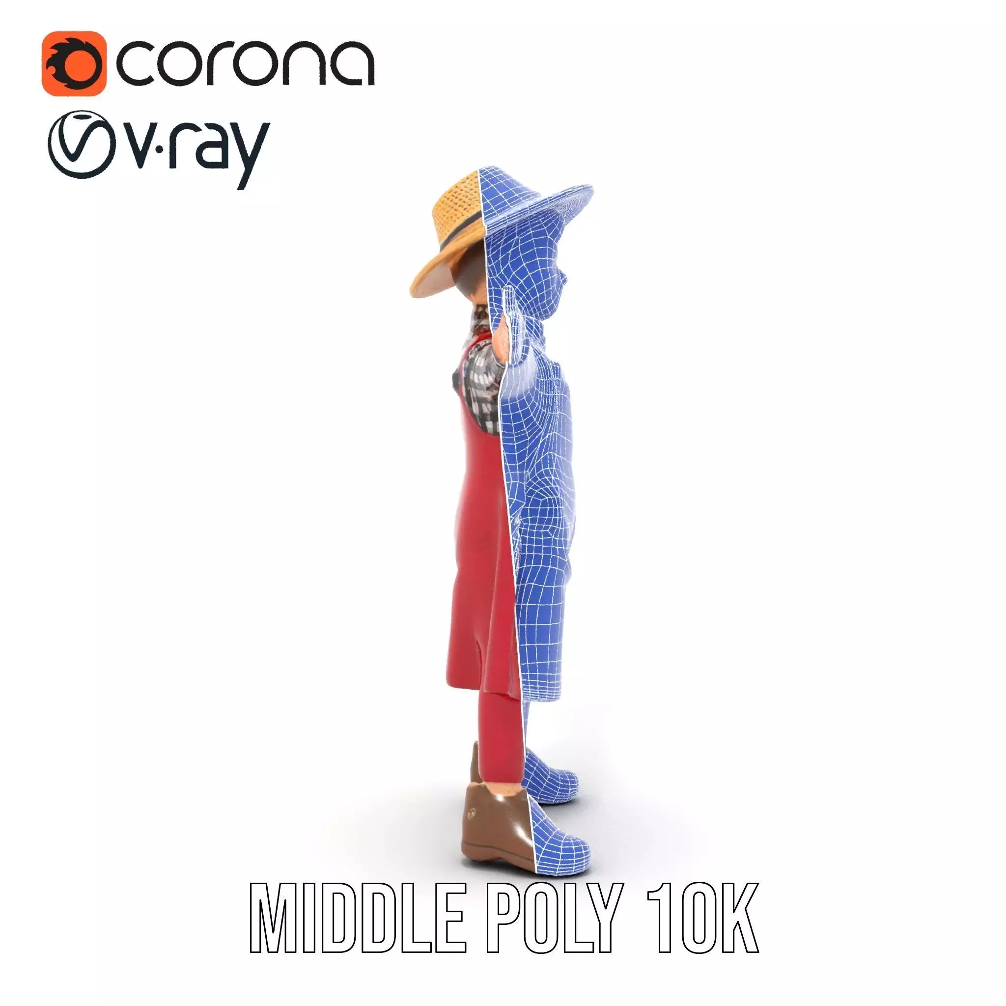 Red Overall Farmer Boy model pack Low-poly 3D model_27