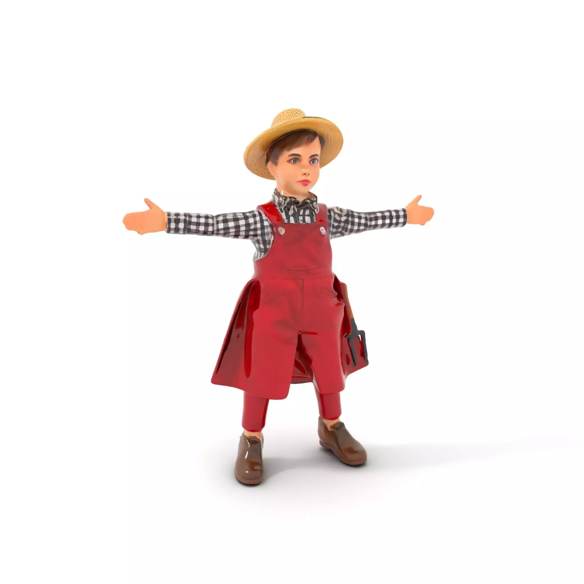 Red Overall Farmer Boy model pack Low-poly 3D model_0
