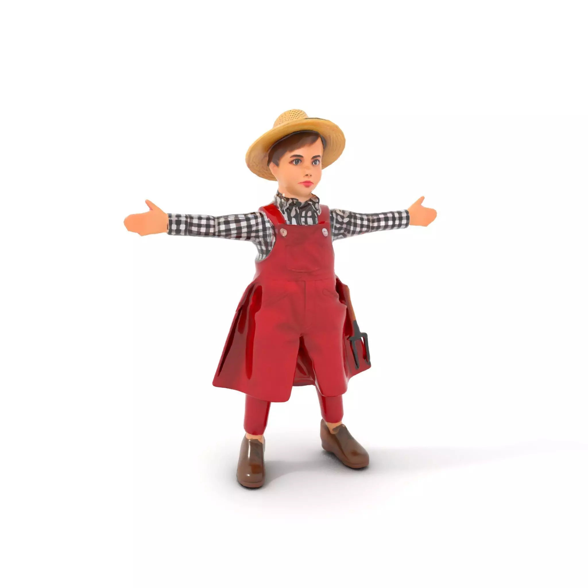 Red Overall Farmer Boy model pack Low-poly 3D model_6