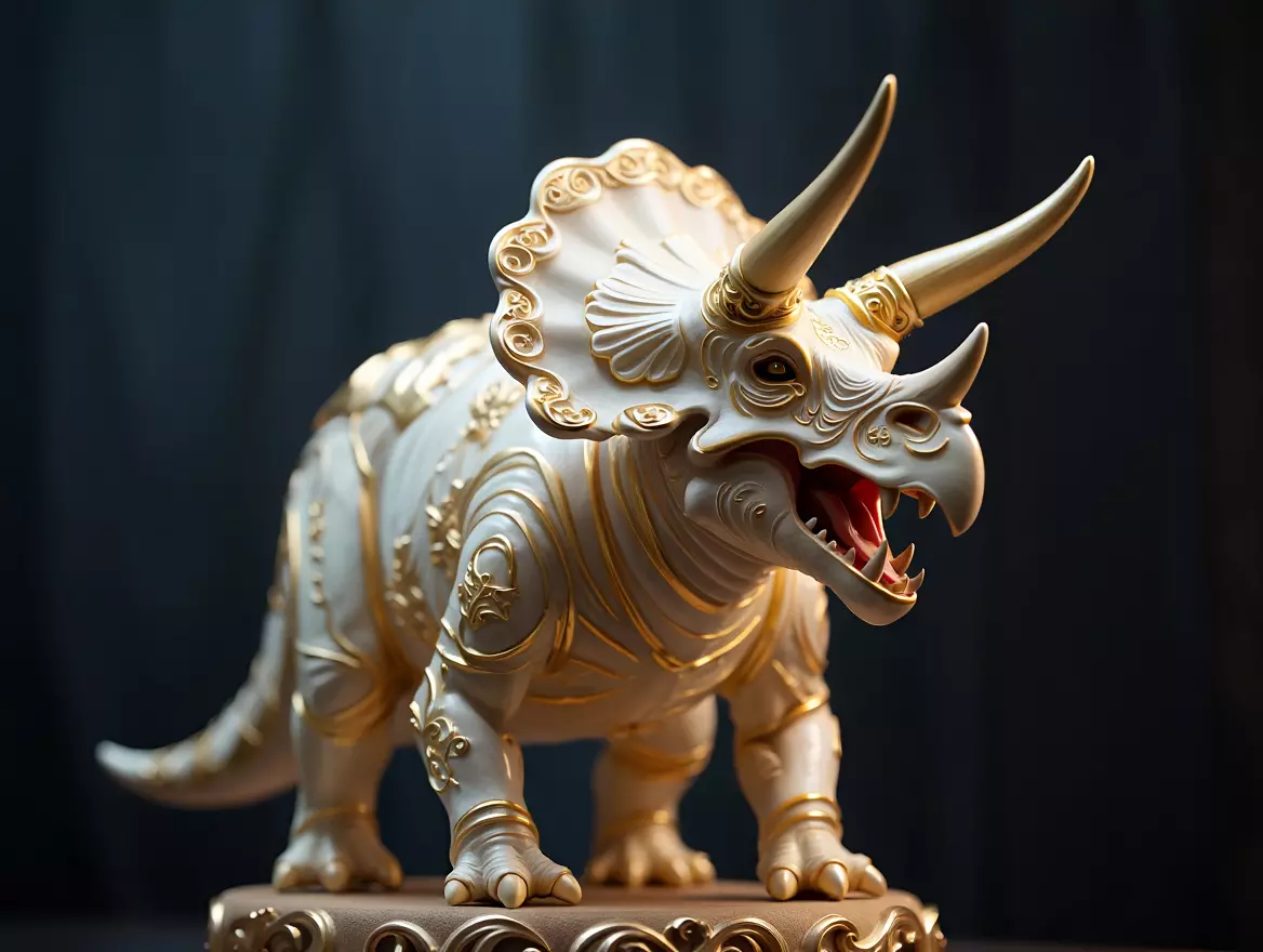 2655 Gothic Roaring Triceratops Dinosaur 3D Model Halloween 3D print model_0