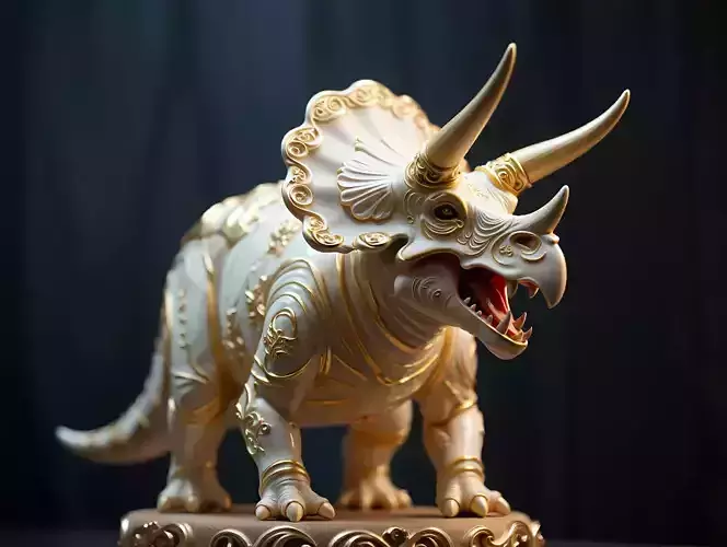 2655 Gothic Roaring Triceratops Dinosaur 3D Model   Halloween