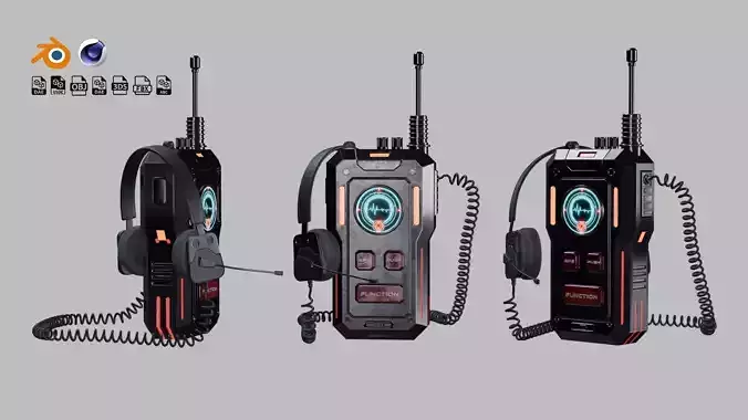 Sci-fi Hard Surface Walkie Talkie Device with PBR Texture