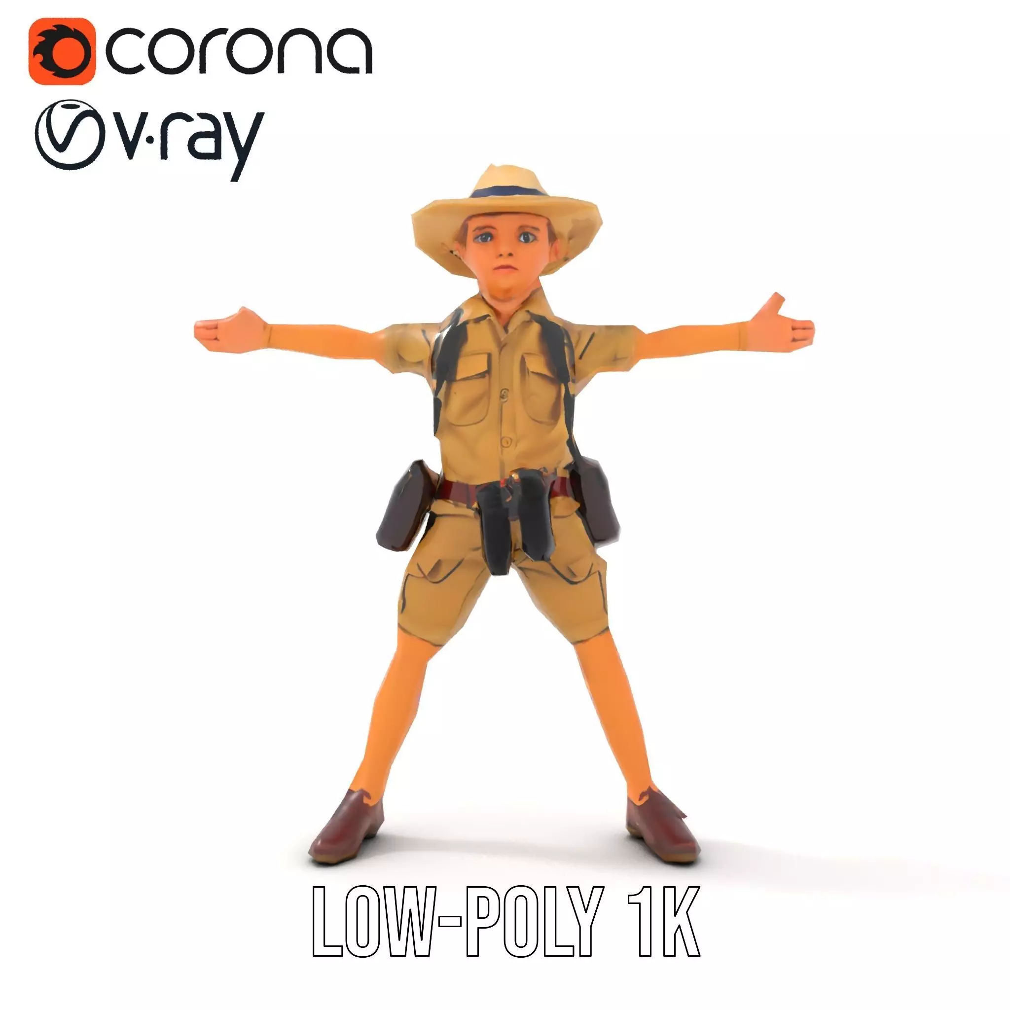 Adventurous Explorer Kid model pack Low-poly 3D model_22