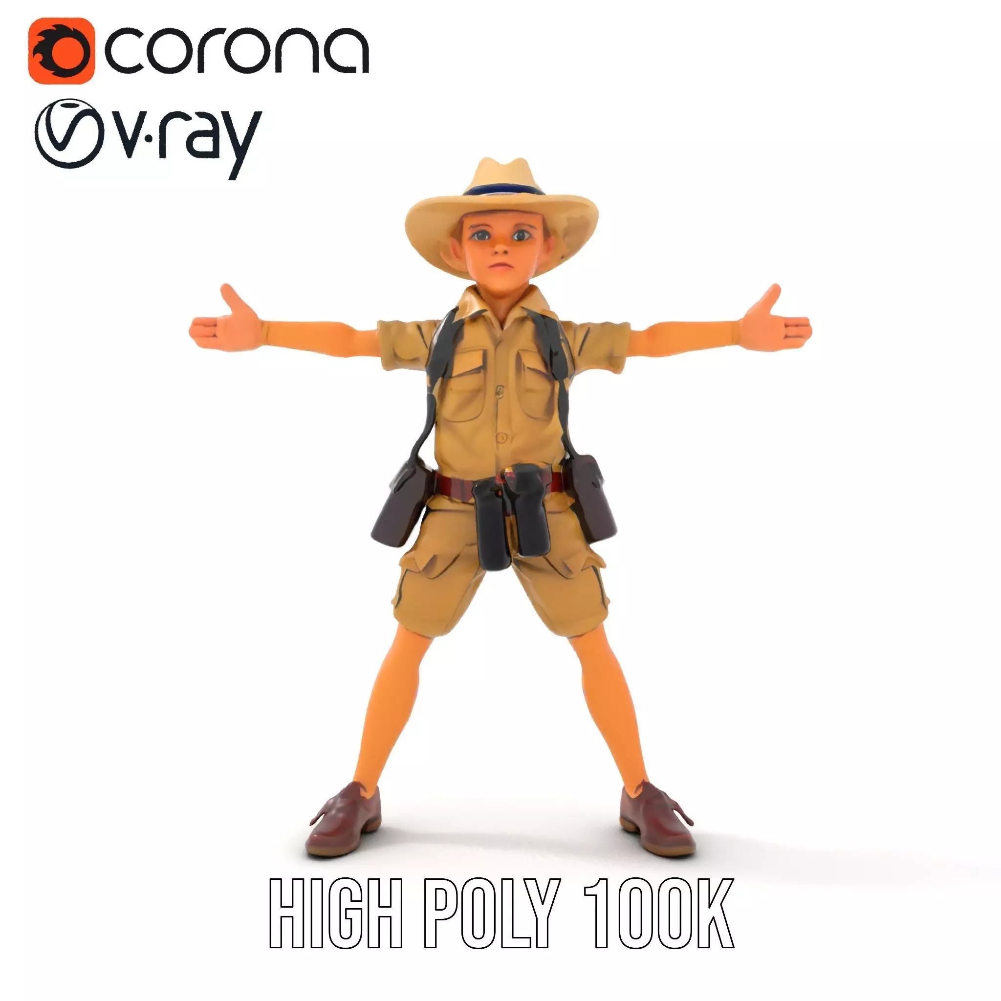 Adventurous Explorer Kid model pack Low-poly 3D model_32