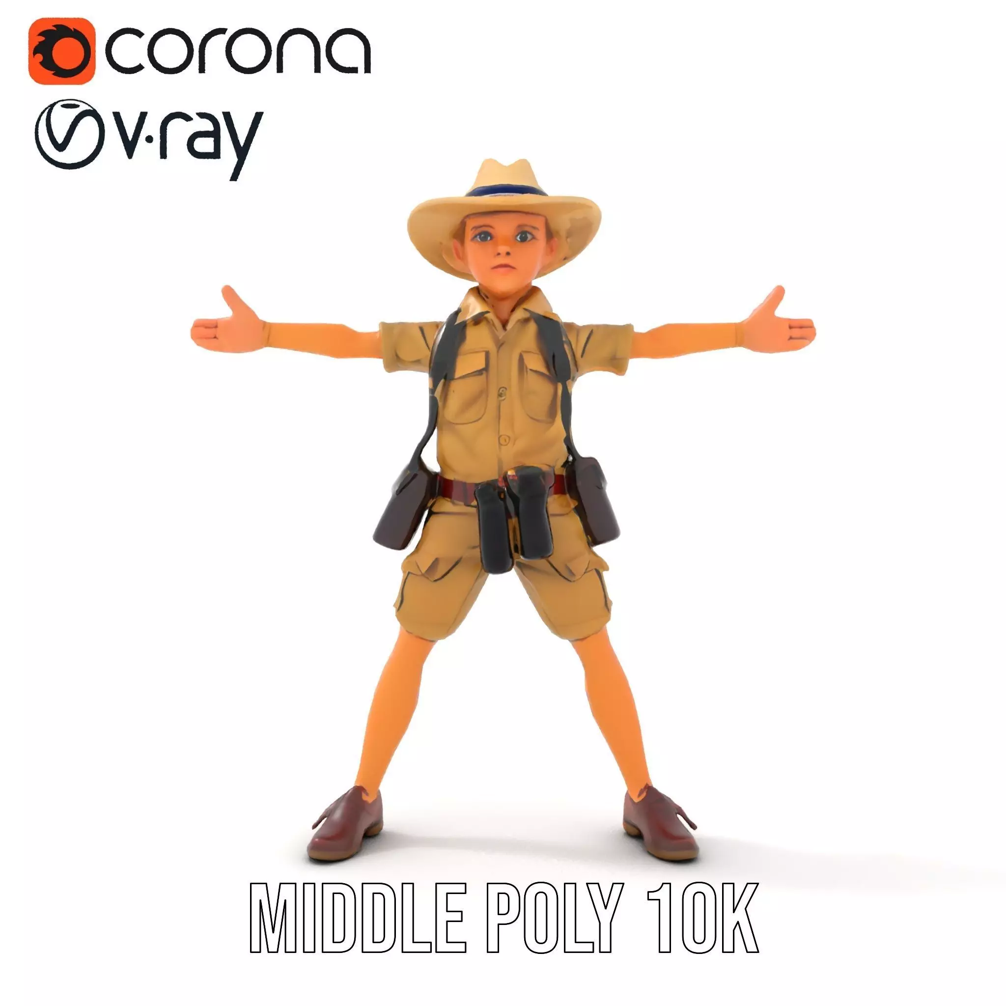 Adventurous Explorer Kid model pack Low-poly 3D model_13