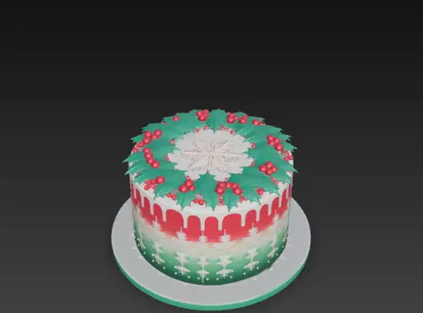 3D Festive Cake Christmas Celebration Scene 3D print model_6