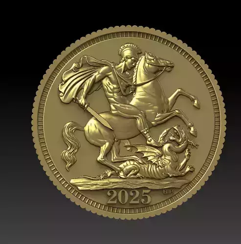 Greek Warrior on Horseback vs Dragon 3D Coin Medal