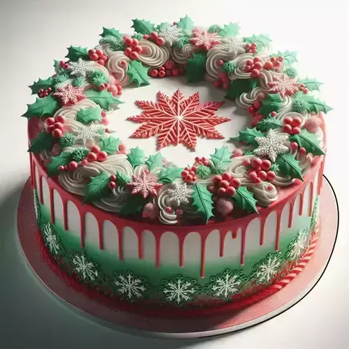 3D Holiday Cake with Christmas Decoration 3D print model 3D Holiday Cake with Christmas Decoration 3D print model