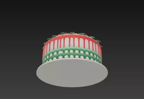 3D Holiday Cake with Christmas Decoration 3D print model_2