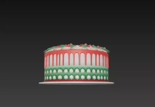 3D Holiday Cake with Christmas Decoration 3D print model_1