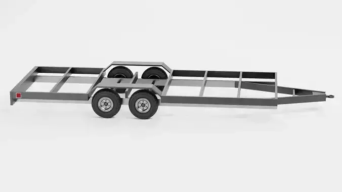 Steel Utility Trailer V2 - Black Low-poly 3D model 2