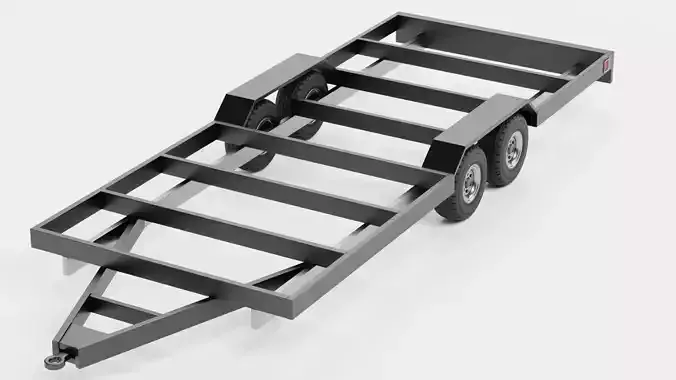 Steel Utility Trailer V2 - Black Low-poly 3D model 6