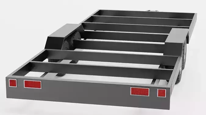 Steel Utility Trailer V2 - Black Low-poly 3D model 4