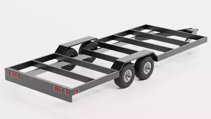 Steel Utility Trailer V2 - Black Low-poly 3D model 3