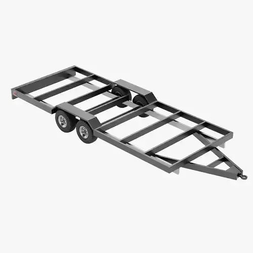 Steel Utility Trailer V2 - Black Low-poly 3D model
