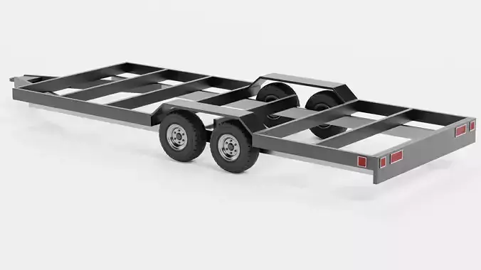 Steel Utility Trailer V2 - Black Low-poly 3D model 5