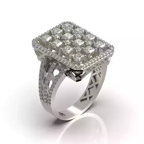 Round Princess Cut Ring Base 3D Printable Jewelry