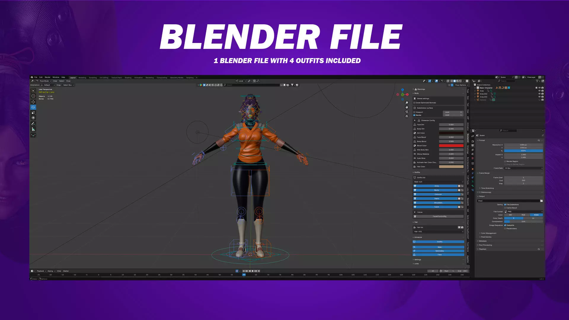 Yoruichi - Bleach - 3D Blender Model Low-poly 3D model_7
