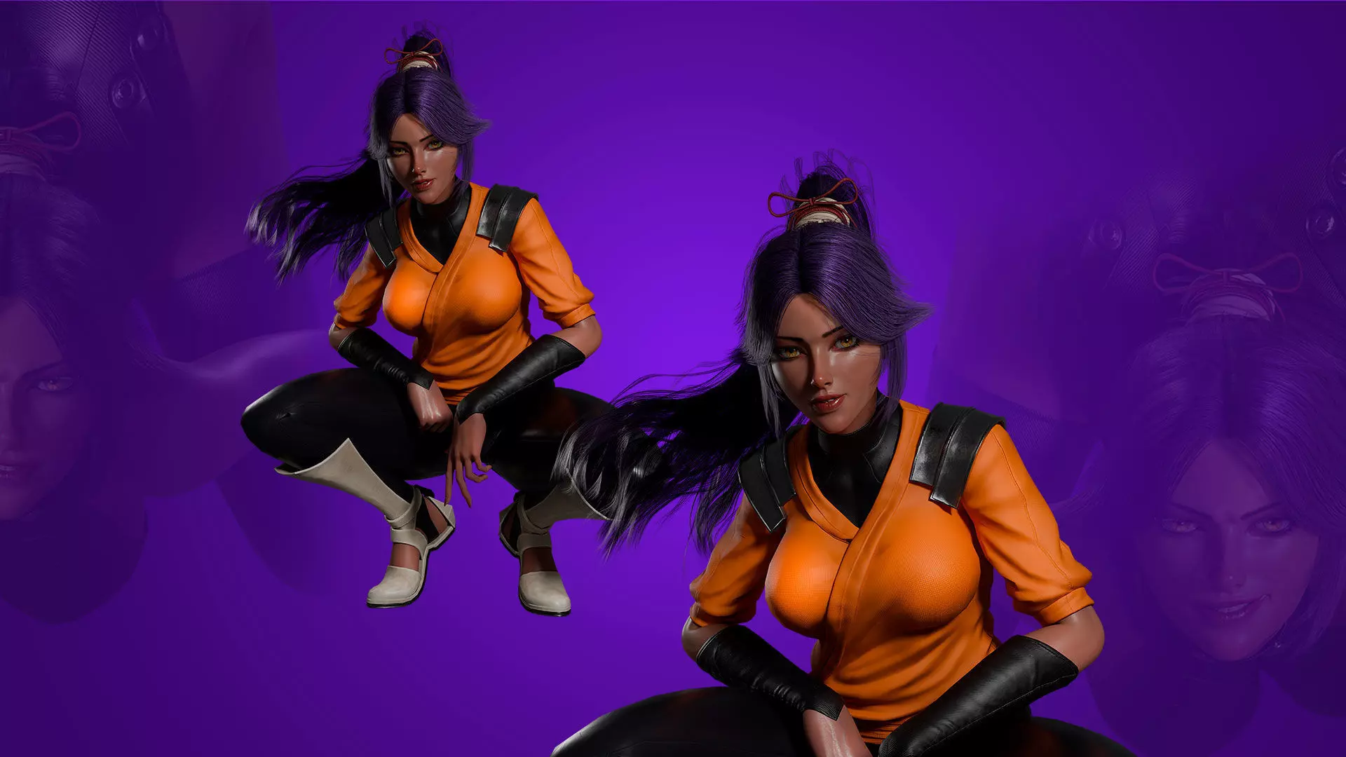 Yoruichi - Bleach - 3D Blender Model Low-poly 3D model_14