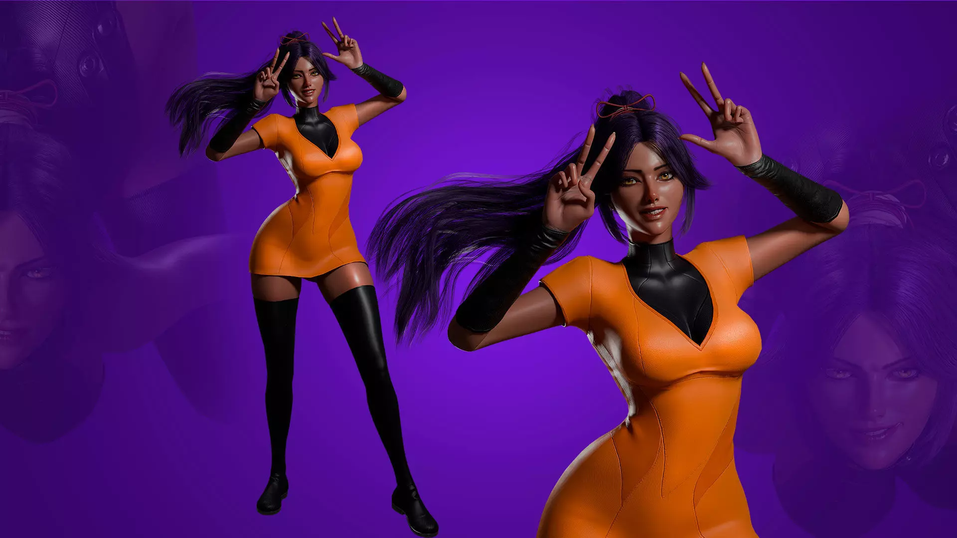 Yoruichi - Bleach - 3D Blender Model Low-poly 3D model_9