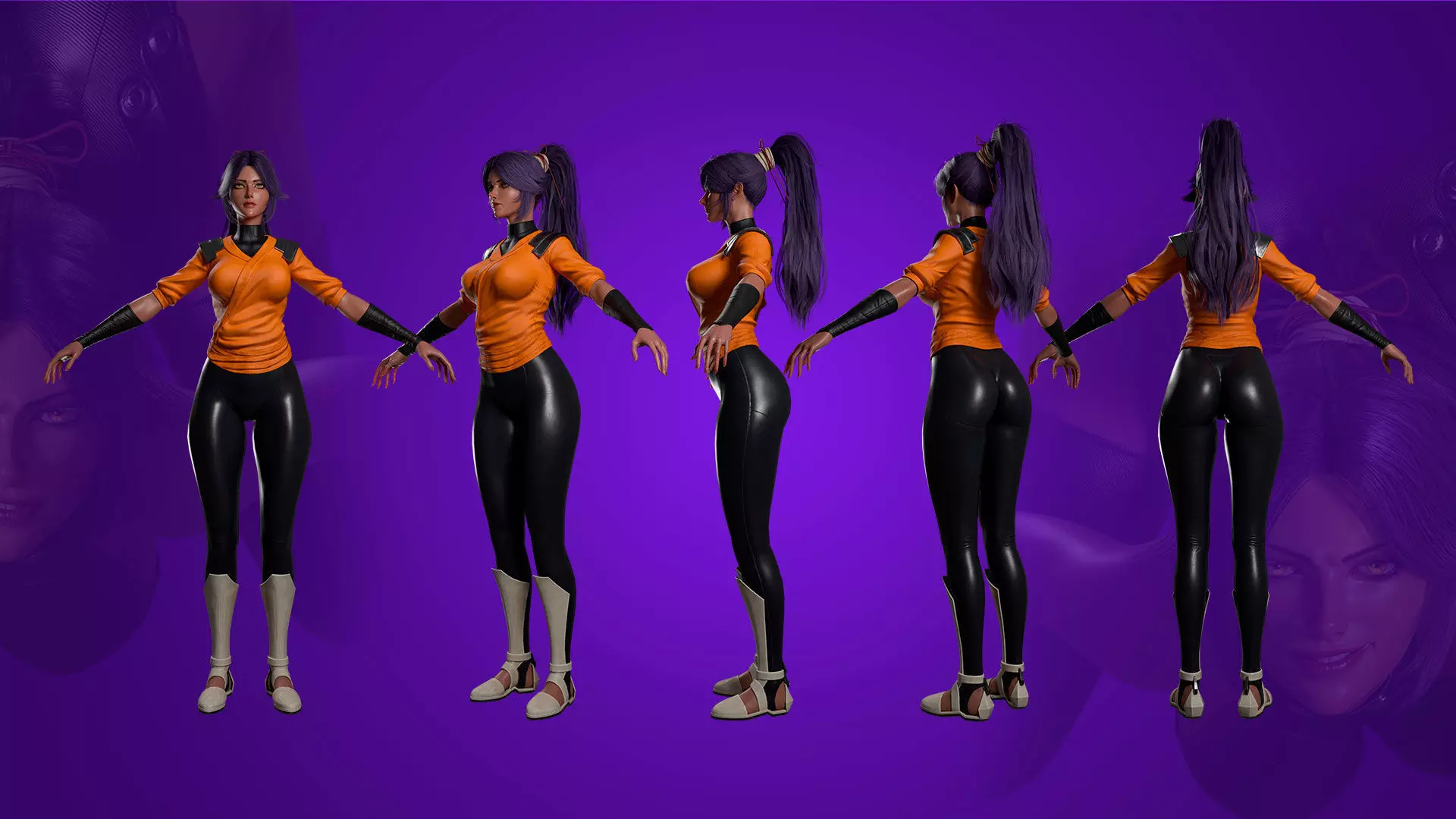 Yoruichi - Bleach - 3D Blender Model Low-poly 3D model_26