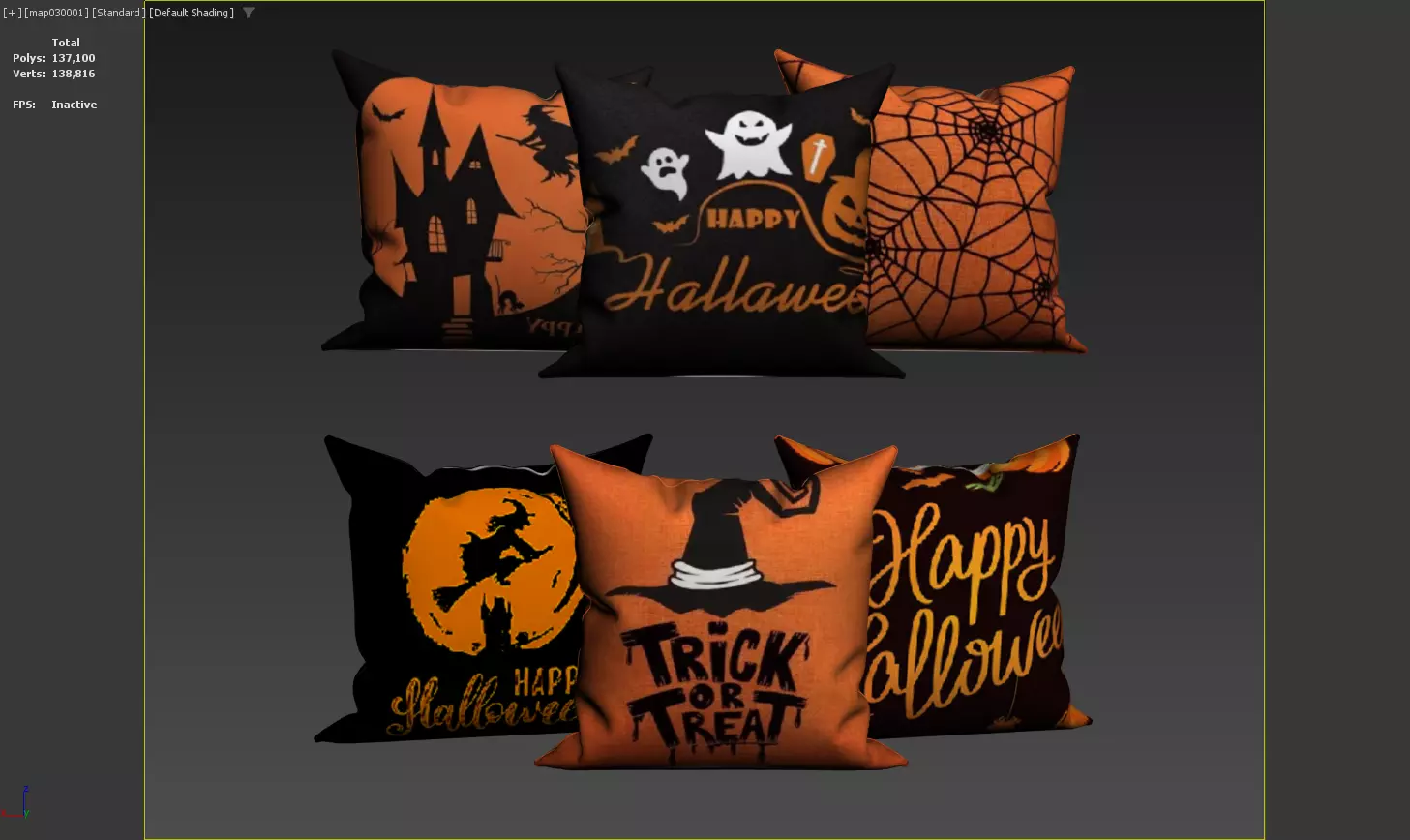 Halloween Decorative Pillow Collection with Spooky Designs 3D model_1