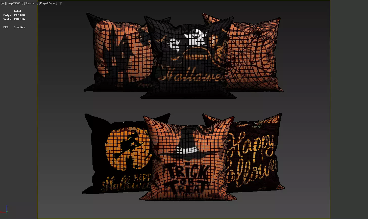 Halloween Decorative Pillow Collection with Spooky Designs 3D model_2