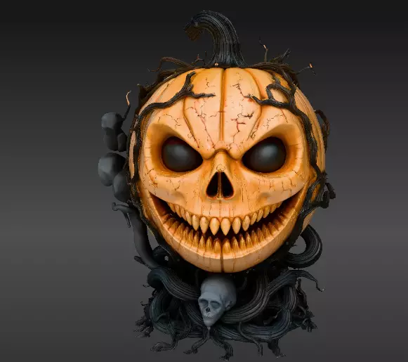 jack-o-lantern Halloween Pumpkin 3D Model Pumpkin Print-Ready 3D print model_11