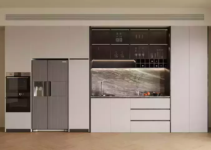 Refrigerator and Sideboard 3D model 4