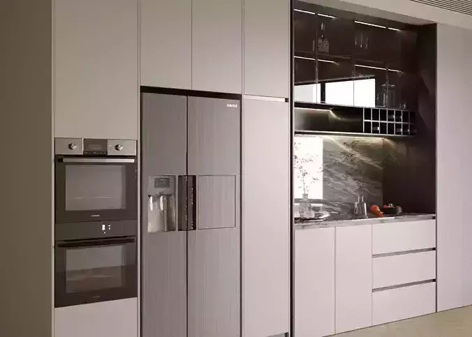 Refrigerator and Sideboard 3D model 3