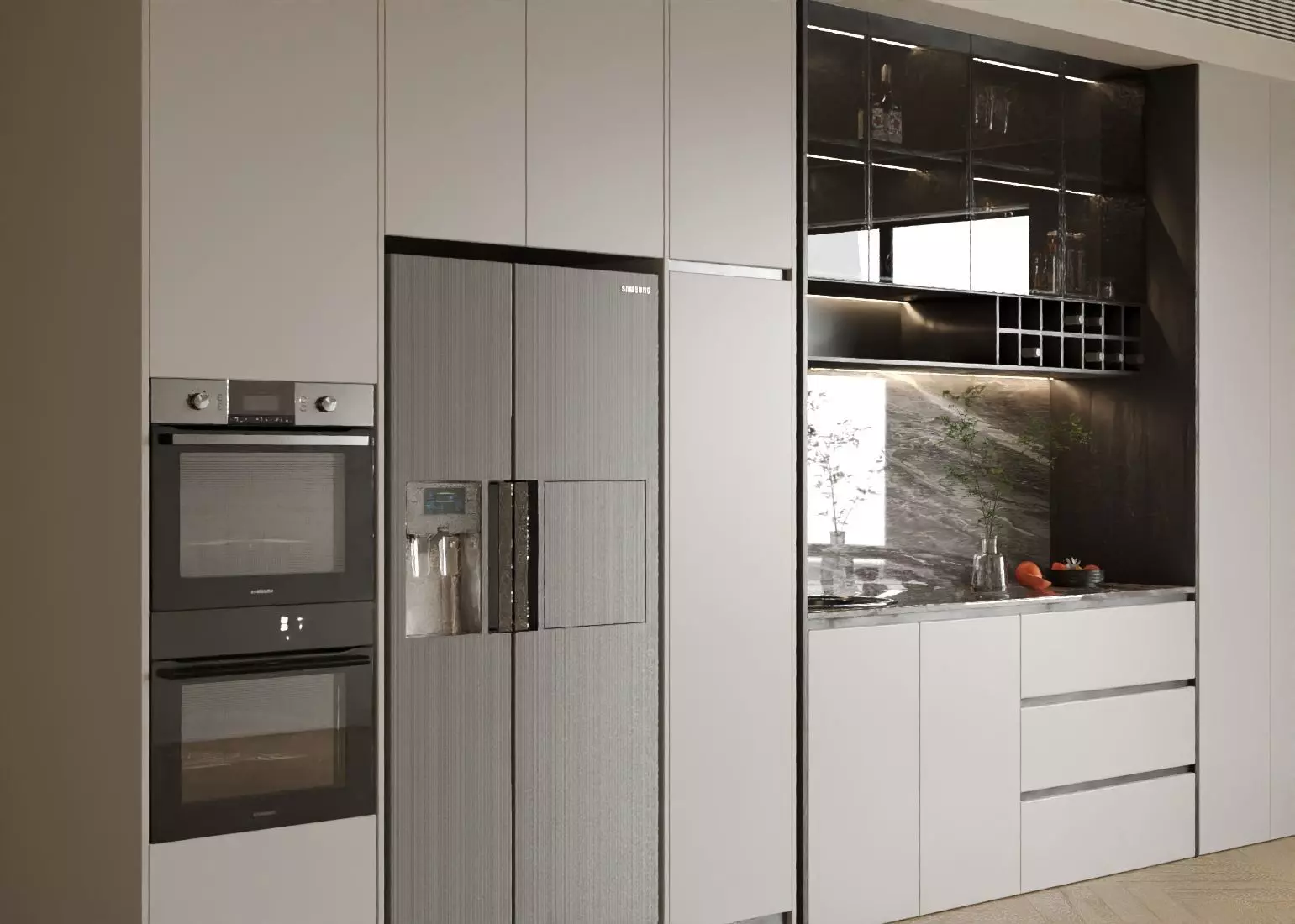 Refrigerator and Sideboard 3D model_2