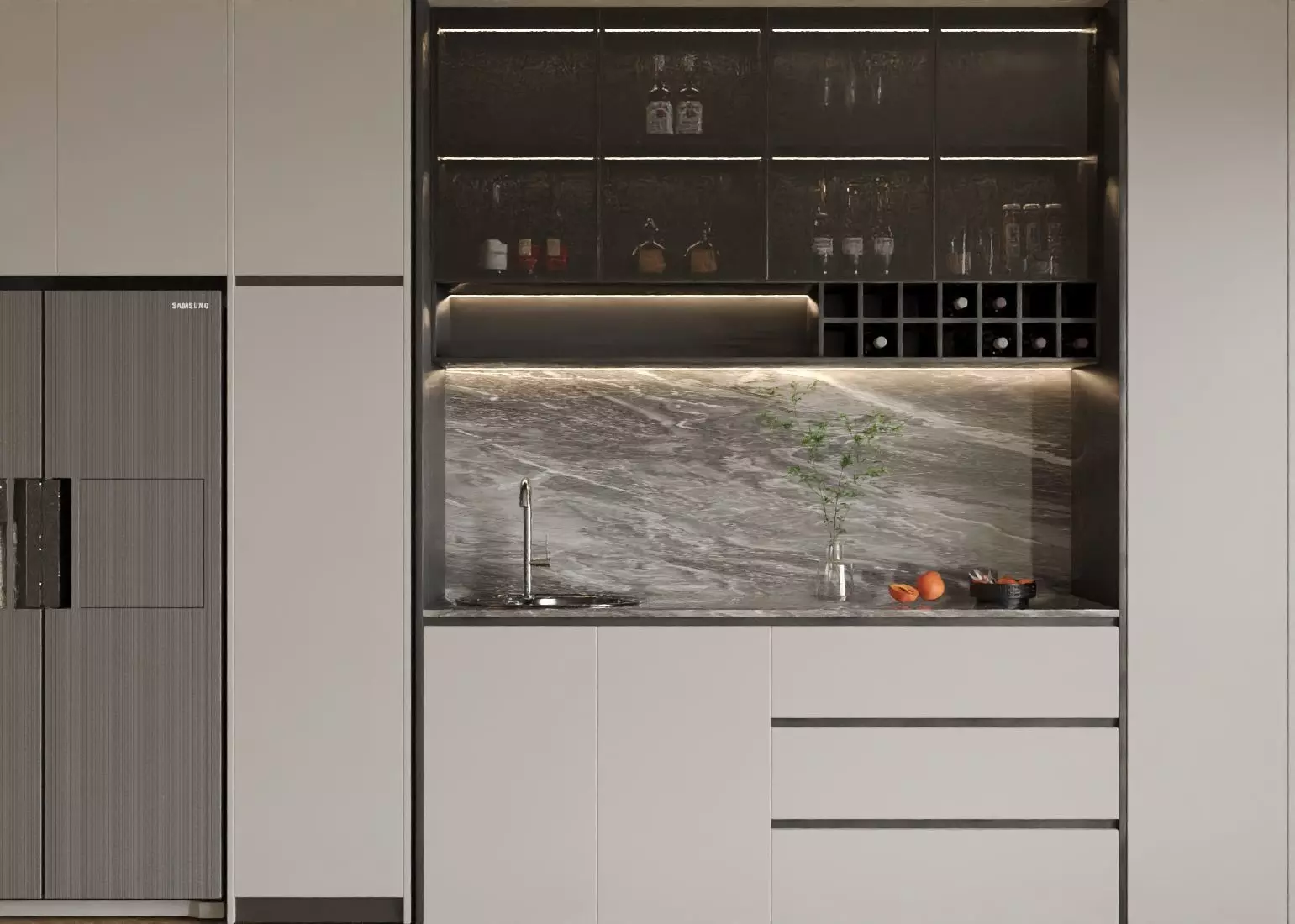 Refrigerator and Sideboard 3D model_1