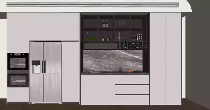 Refrigerator and Sideboard 3D model 5