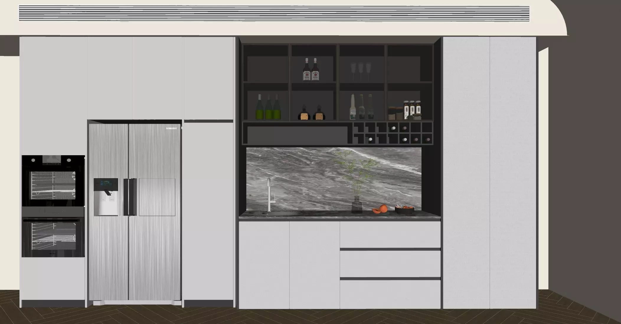 Refrigerator and Sideboard 3D model_4