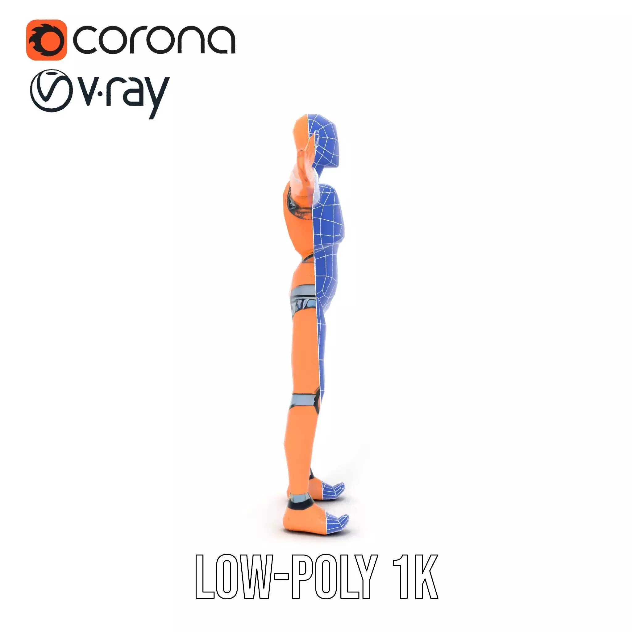 Orange Crash Test Dummy model pack Low-poly 3D model_17