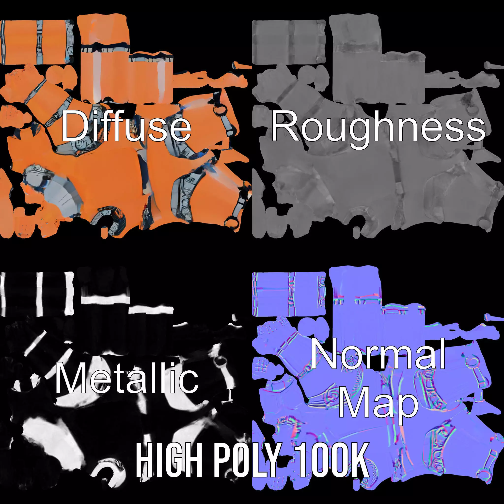 Orange Crash Test Dummy model pack Low-poly 3D model_3