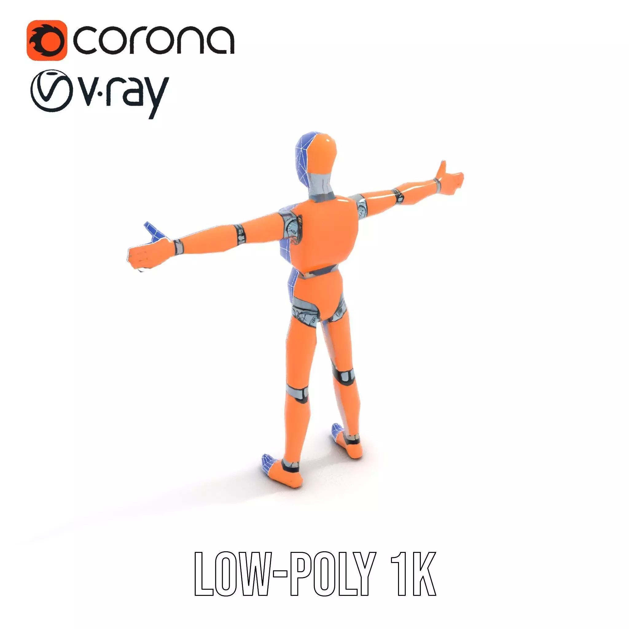 Orange Crash Test Dummy model pack Low-poly 3D model_29