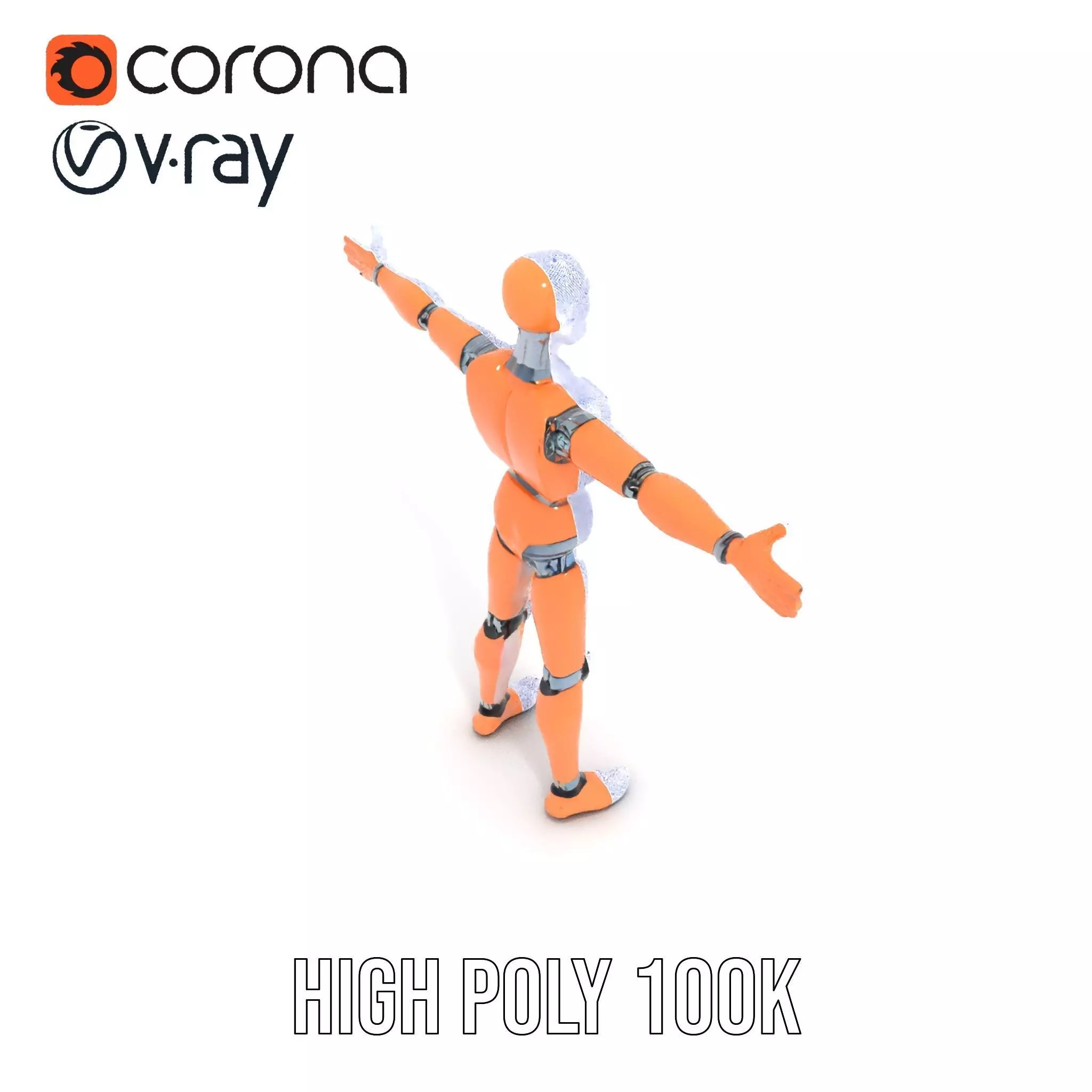 Orange Crash Test Dummy model pack Low-poly 3D model_15