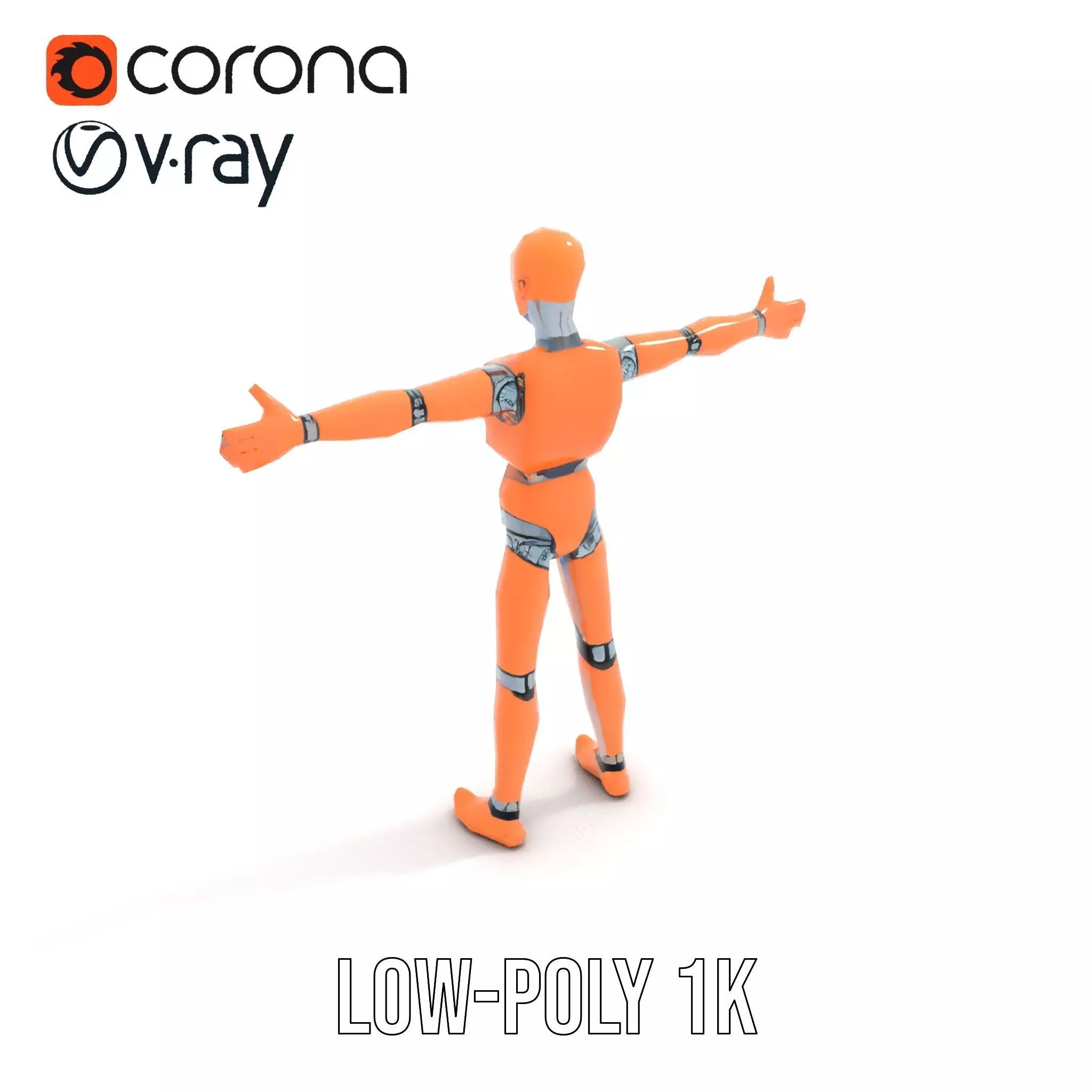 Orange Crash Test Dummy model pack Low-poly 3D model_9