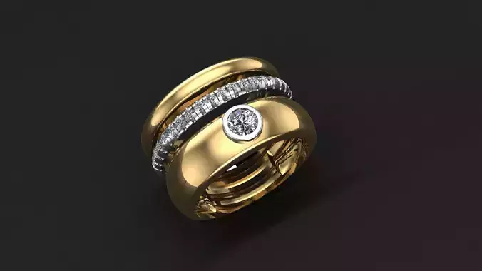Gold and Diamond Ring  - High-Quality 3D Model
