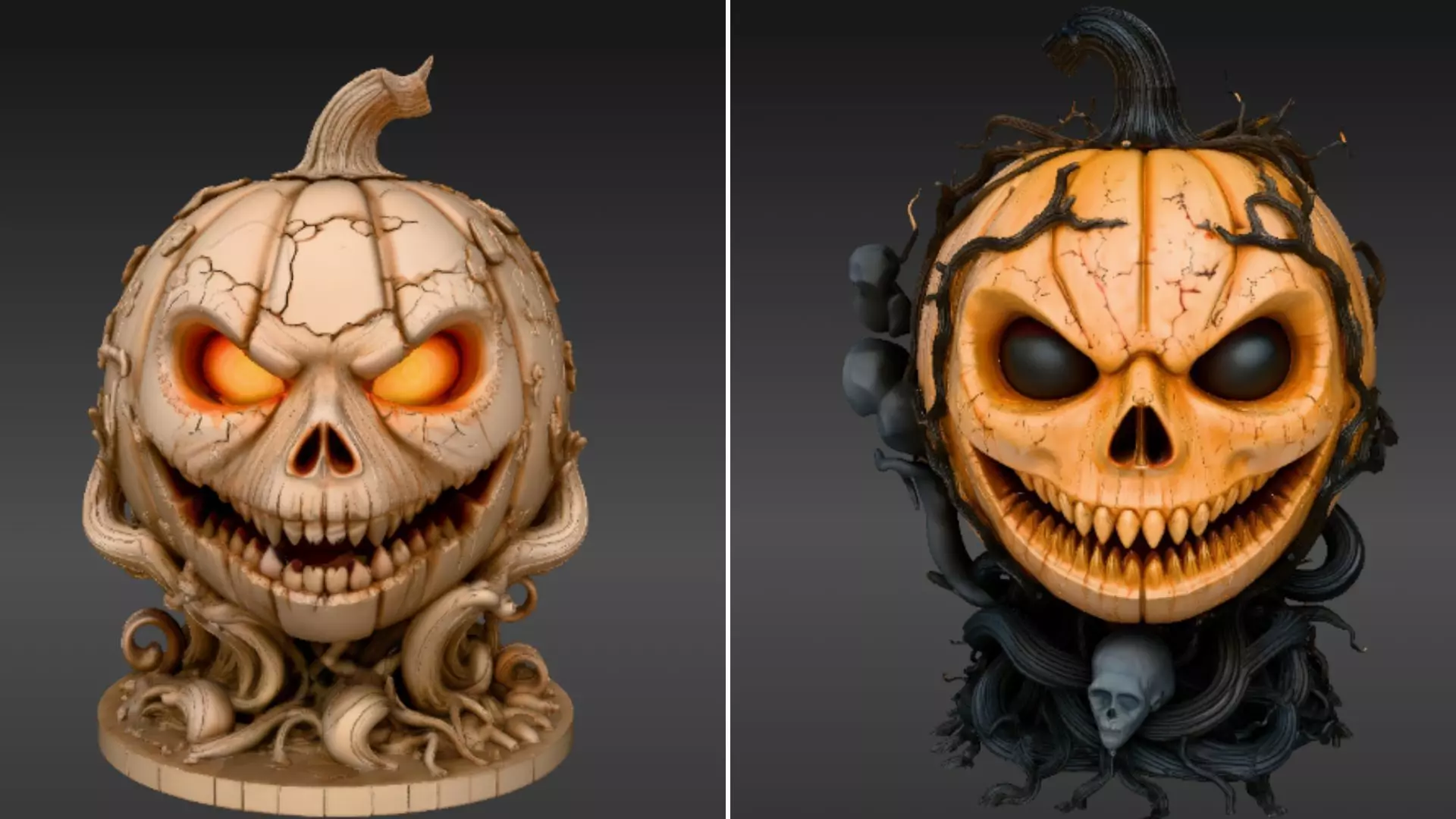 Jack-O-Lantern Halloween Pumpkin 3D Model Two Pack Multi-Pack 2 3D model_10