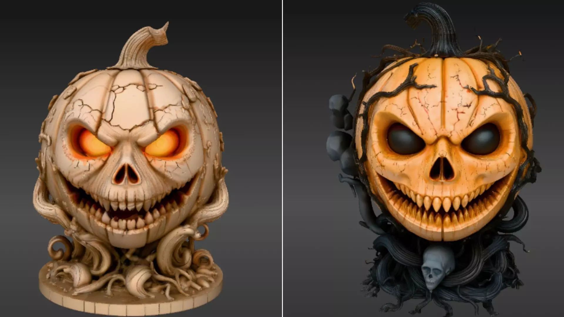 Jack-O-Lantern Halloween Pumpkin 3D Model Two Pack Multi-Pack 2 3D model_7