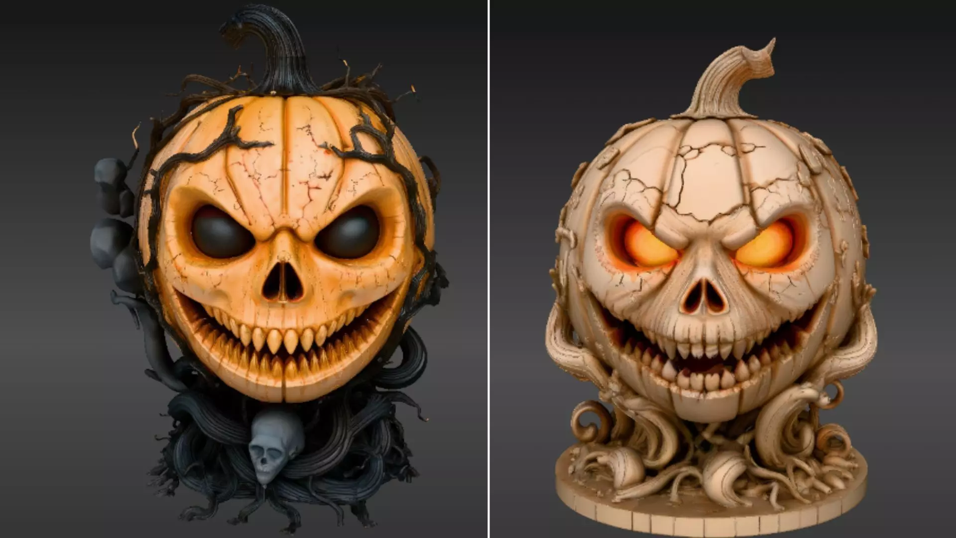 Jack-O-Lantern Halloween Pumpkin 3D Model Two Pack Multi-Pack 2 3D model_0