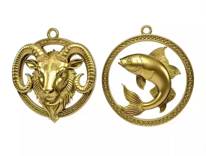 Aries and Pisces Pendants 3D print model