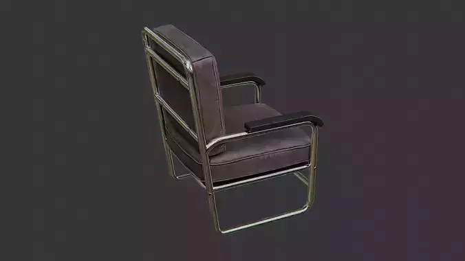 Airport lounge chair with metal frame and leather cushions