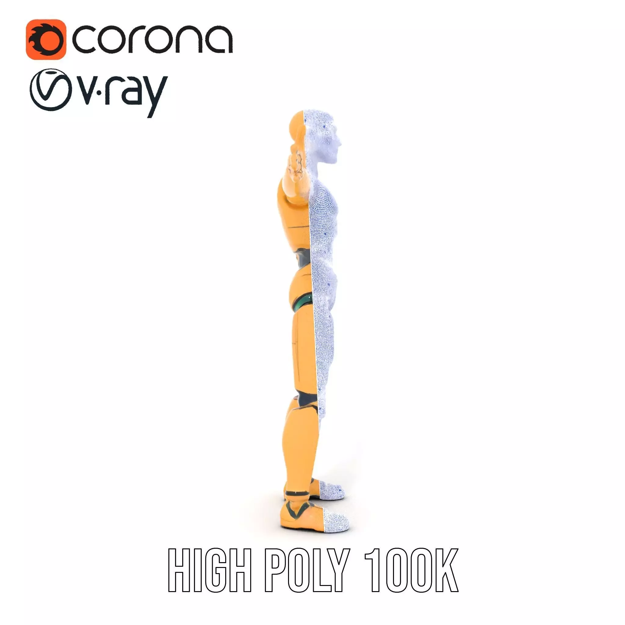 Gold Android Robot model pack Low-poly 3D model_23